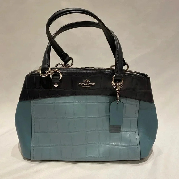 Coach Mini Brooke Carryall, colorblock alligator, Aquamarine/Navy, F28079, new - Picture 2 of 8